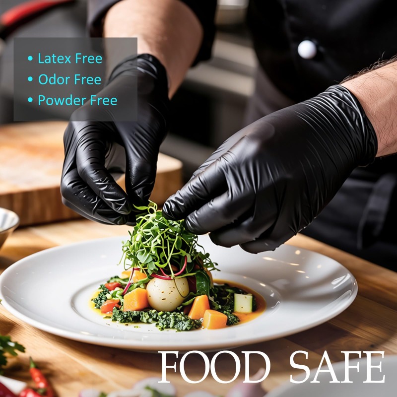 Home Cooking Work - Disposable Gloves Black Home Nitrile Gloves