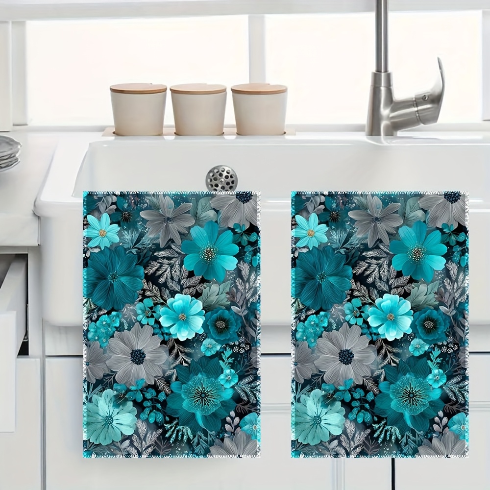 2Pcs, Blue Floral Kitchen Towe - Home Cooking Is The Best review and price