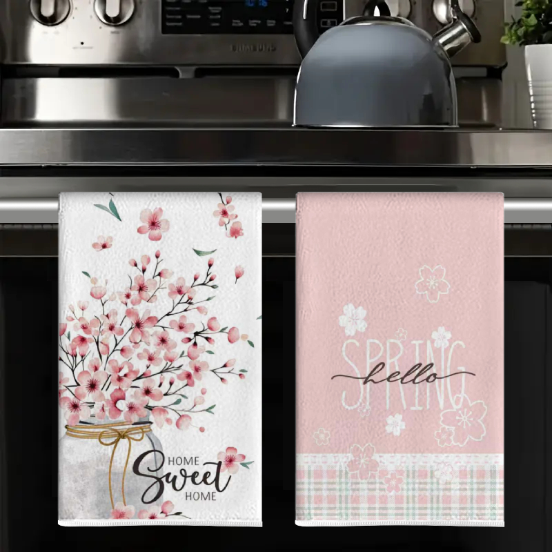 4Pcs, Spring Pink Floral Kitch - Home Cooking Is The Best review and price