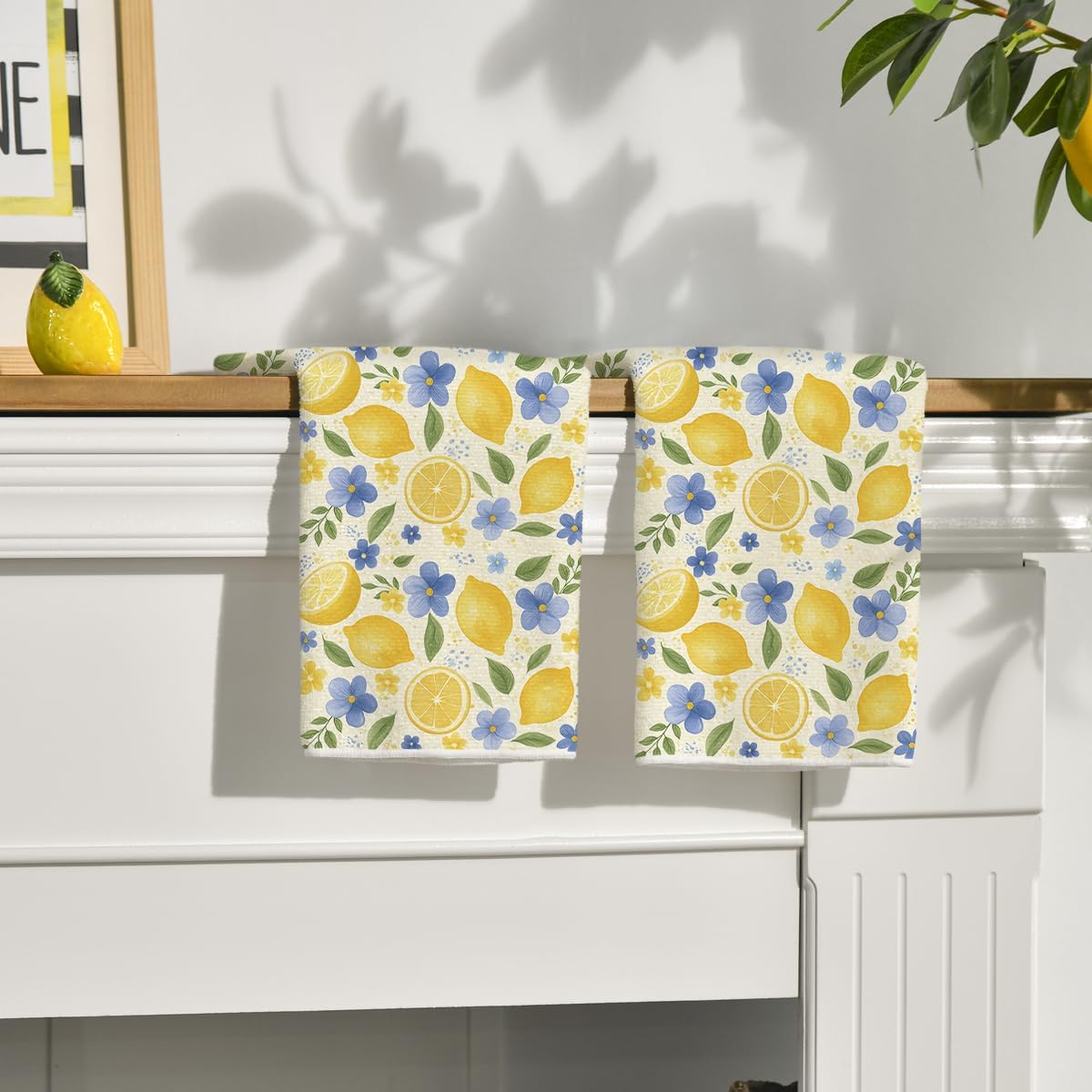 2Pcs, Blue Flower Lemon Kitche - Home Cooking Is The Best review and price