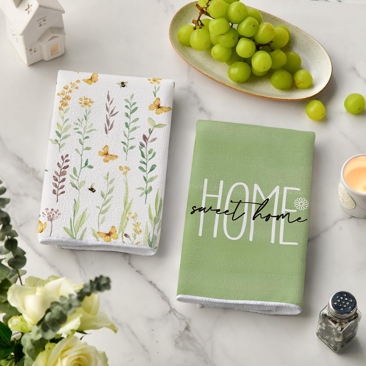 4Pcs, Green Letter Floral Spri - Home Cooking Is The Best review and price