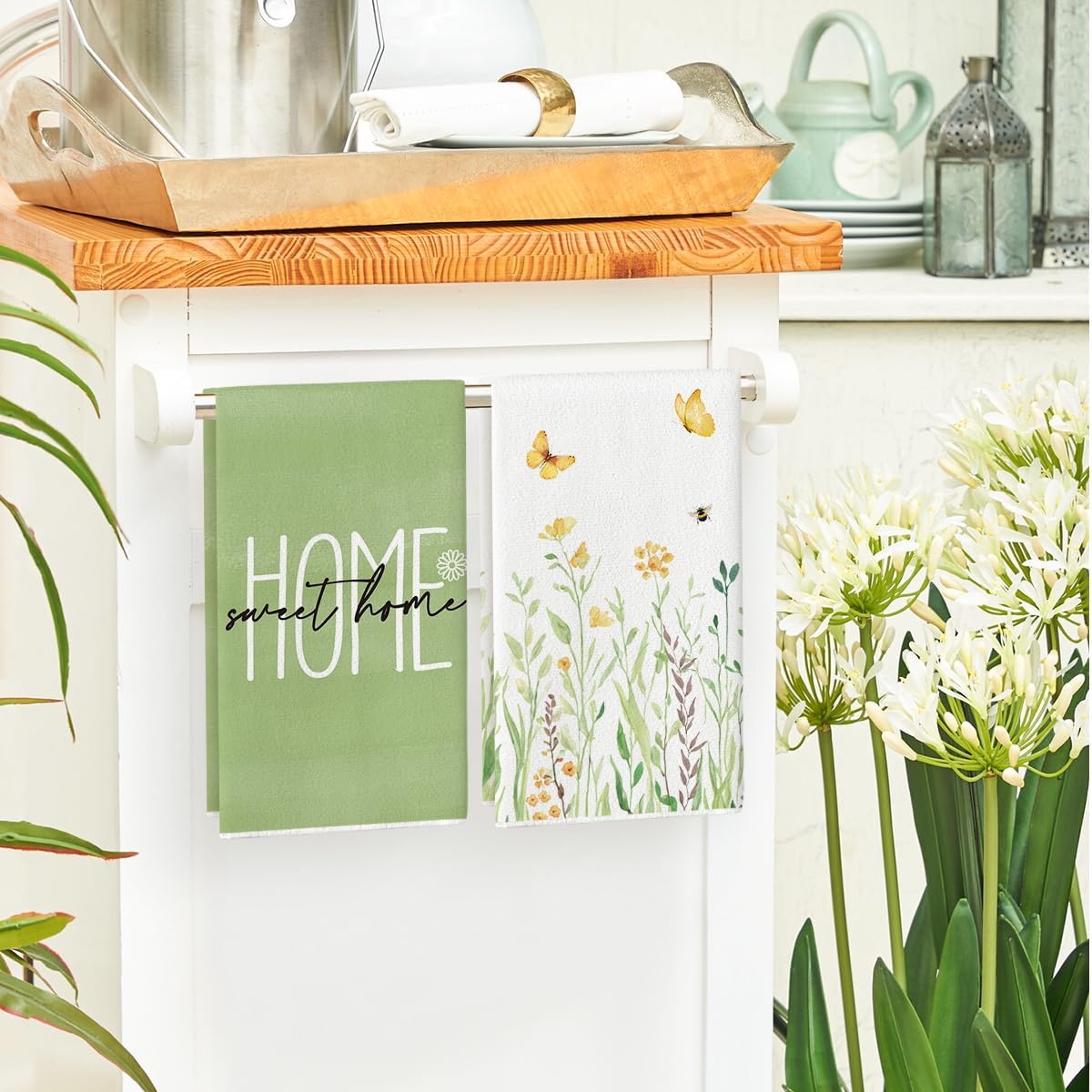 4Pcs, Green Letter Floral Spri - Home Cooking Is The Best review and price
