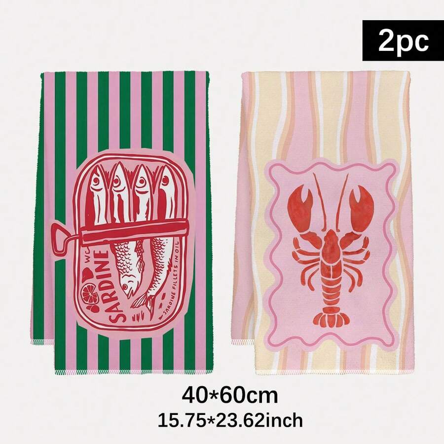 2Pcs, Pink and Green Striped S - Home Cooking Is The Best review and price