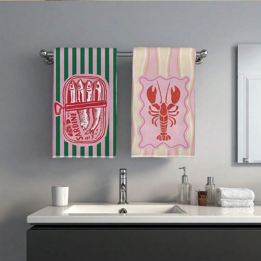 2Pcs, Pink and Green Striped S - Home Cooking Is The Best review and price