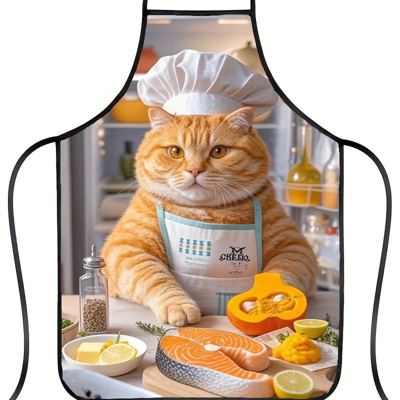 1pc Fun Orange Cat Chef Apron, - Home Cooking Cafe review and price