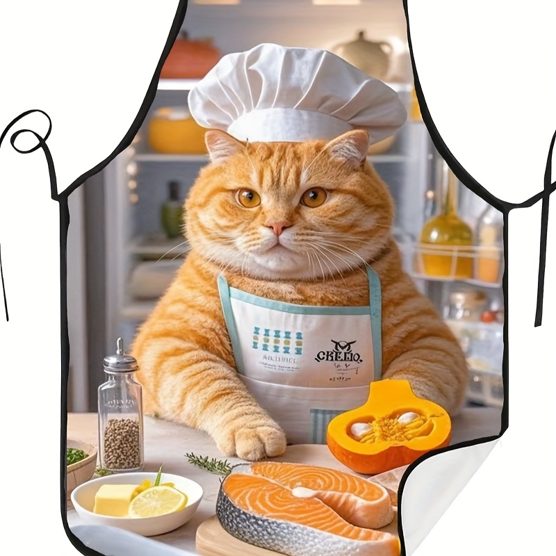 1pc Fun Orange Cat Chef Apron, - Home Cooking Cafe review and price