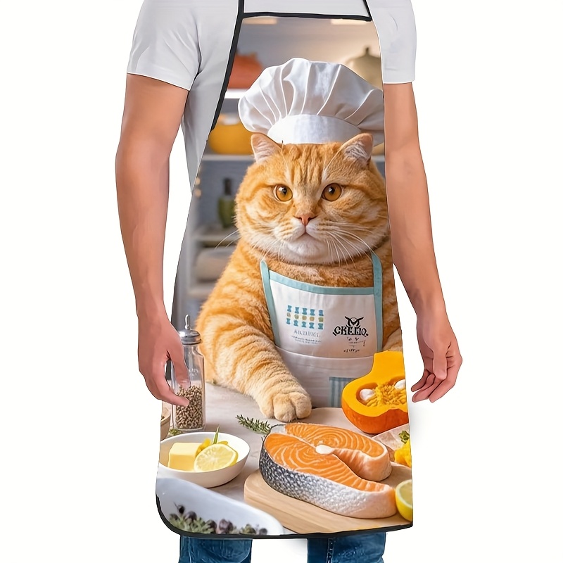 1pc Fun Orange Cat Chef Apron, - Home Cooking Cafe review and price