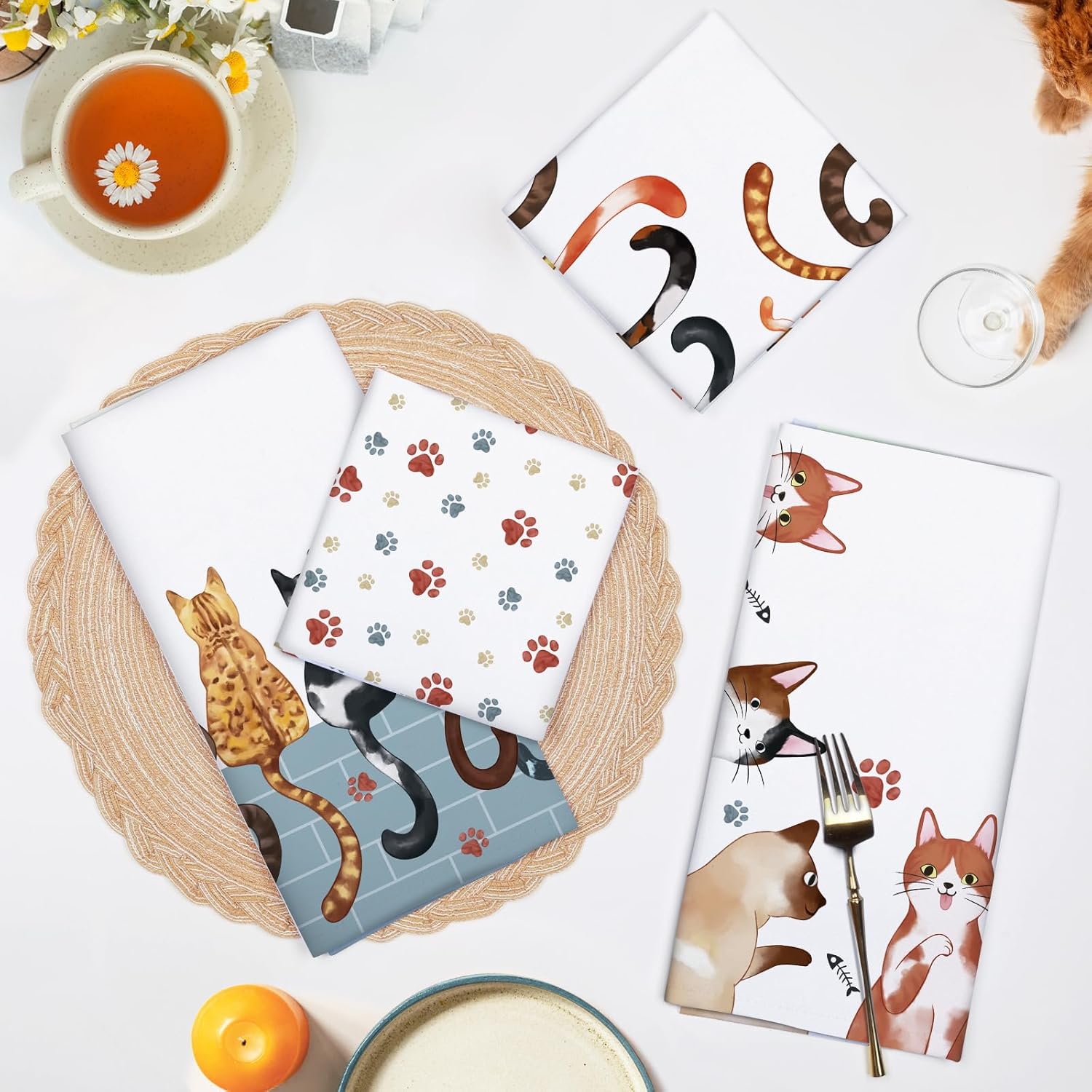 4Pcs, Cat Paw Print Tail Kitch - Home Cooking Is The Best review and price