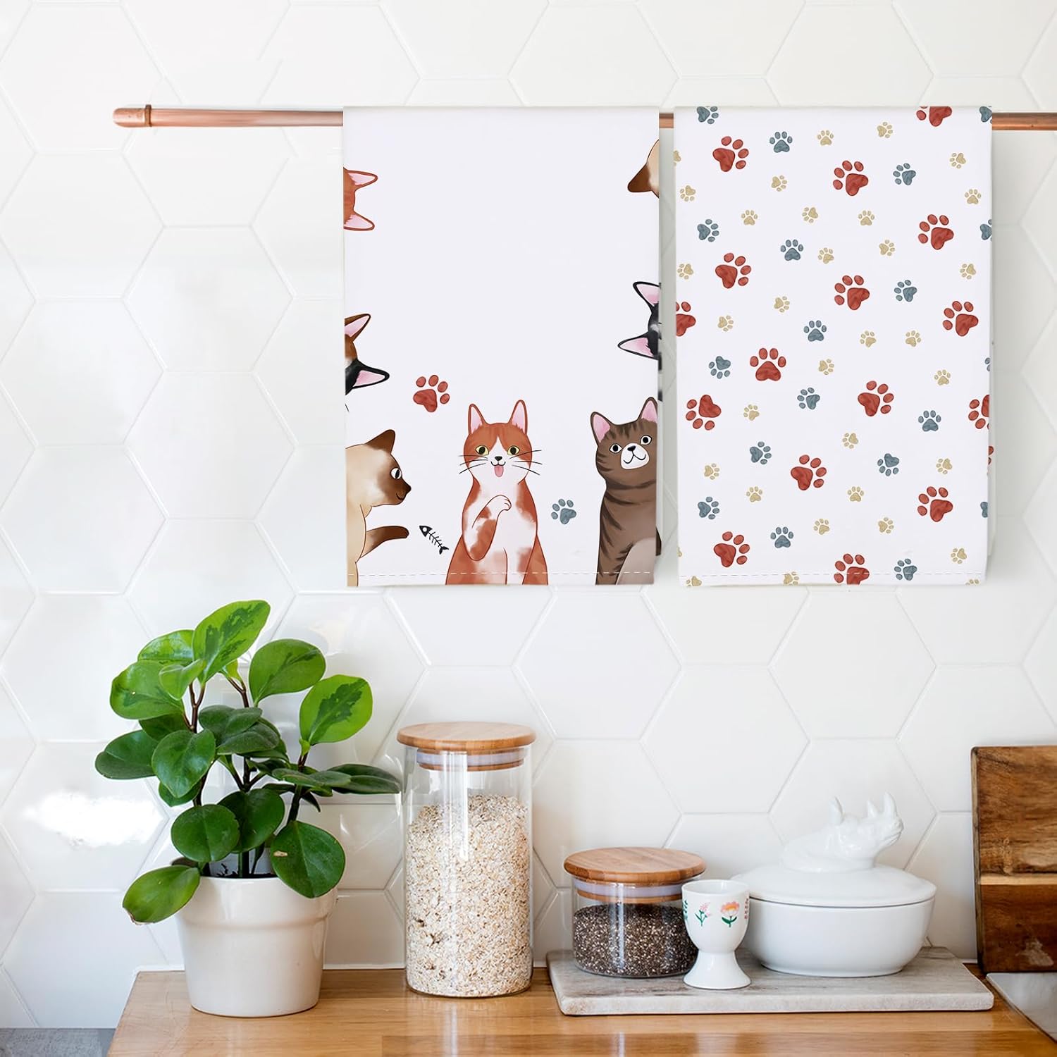 4Pcs, Cat Paw Print Tail Kitch - Home Cooking Is The Best review and price
